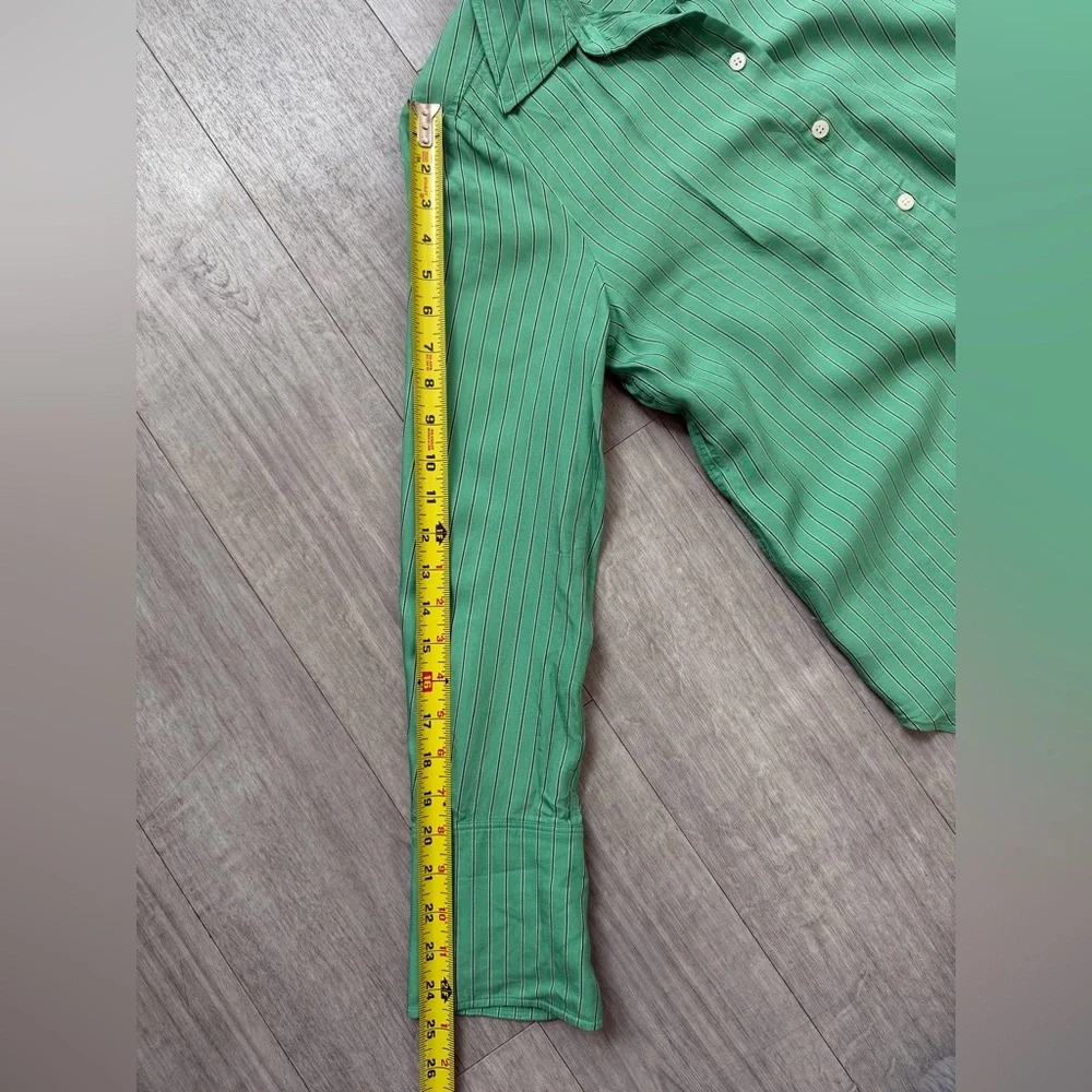 & OTHER STORIES Regular-Fit Long Sleeve Button Down Shirt Green Striped Size S